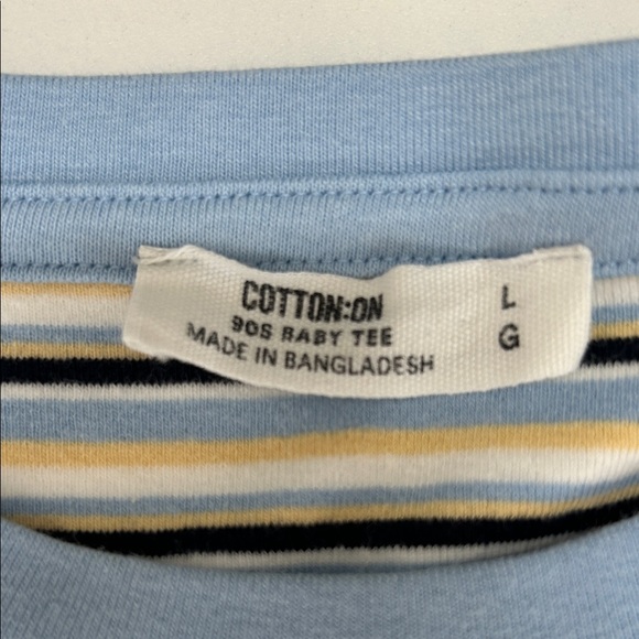 Cotton On Striped Short Sleeve Tee - Blue, Black, White, Tan - Picture 2 of 5